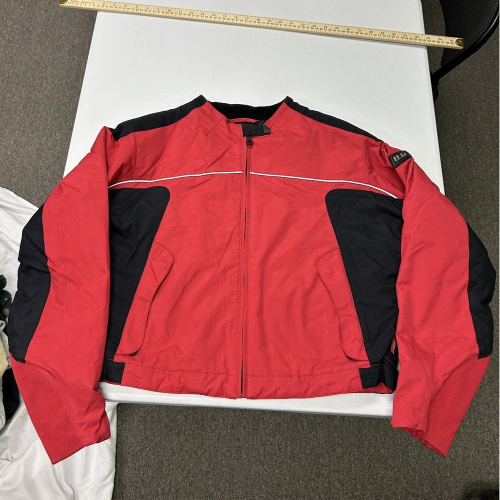 Harley Davidson Riding Jacket woman XL Red Black Quilted Lining Embroidered Logo